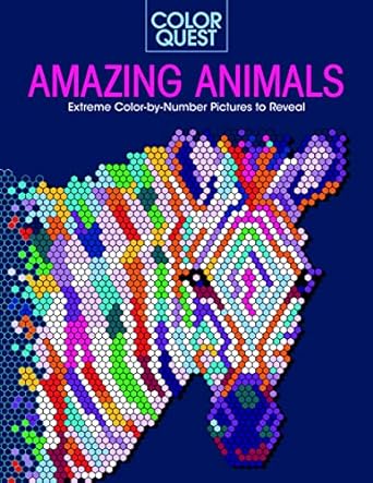 Color Quest: Amazing Animals: Extreme Color-by-Number Pictures to Reveal  (Sourcebooks)