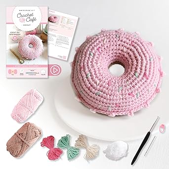 Crochet Cafe Amigurumi Kit Donut: Everything You Need Is Included: 100%-Cotton Yarn, Crochet Hook, Stitch Marker, Tapestry Needle, Fiberfill, ... Instruction Videos; Beginner Friendly!