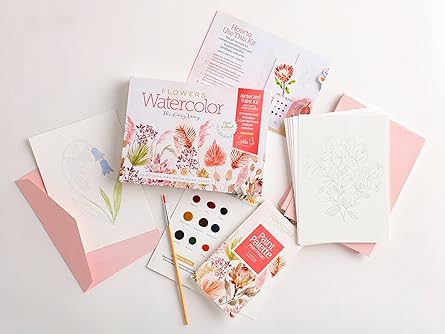 Watercolor the Easy Way Paint-Your-Own Watercolor Cards Flowers: Notecard Paint Kit with Paint and Brush Included (Watercolor the Easy Way, 3