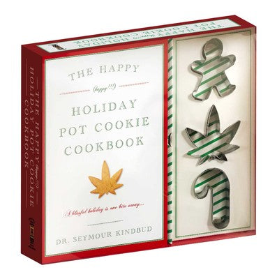 The Happy (Happy!!!) Holiday Pot Cookie Cookbook Kit A Blissful Holiday Is One Bite Away with 3 Stainless Steel Cookie Cutters